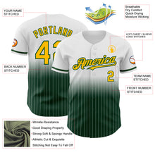 Load image into Gallery viewer, Custom White Pinstripe Gold-Green Authentic Fade Fashion Baseball Jersey
