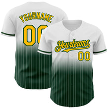 Load image into Gallery viewer, Custom White Pinstripe Gold-Green Authentic Fade Fashion Baseball Jersey
