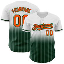 Load image into Gallery viewer, Custom White Pinstripe Orange-Green Authentic Fade Fashion Baseball Jersey
