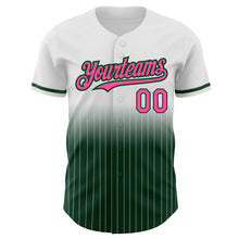 Load image into Gallery viewer, Custom White Pinstripe Pink-Green Authentic Fade Fashion Baseball Jersey
