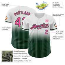 Load image into Gallery viewer, Custom White Pinstripe Pink-Green Authentic Fade Fashion Baseball Jersey
