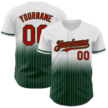 Load image into Gallery viewer, Custom White Pinstripe Red-Green Authentic Fade Fashion Baseball Jersey
