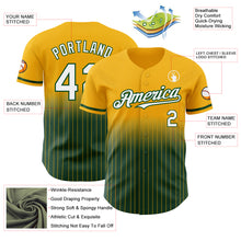 Load image into Gallery viewer, Custom Gold Pinstripe White-Green Authentic Fade Fashion Baseball Jersey
