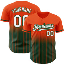 Load image into Gallery viewer, Custom Orange Pinstripe White-Green Authentic Fade Fashion Baseball Jersey
