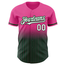 Load image into Gallery viewer, Custom Pink Pinstripe White-Green Authentic Fade Fashion Baseball Jersey
