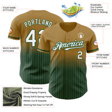 Load image into Gallery viewer, Custom Old Gold Pinstripe White-Green Authentic Fade Fashion Baseball Jersey
