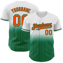 Load image into Gallery viewer, Custom White Pinstripe Orange-Kelly Green Authentic Fade Fashion Baseball Jersey
