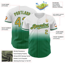 Load image into Gallery viewer, Custom White Pinstripe Old Gold-Kelly Green Authentic Fade Fashion Baseball Jersey
