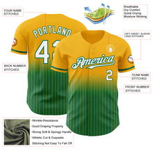 Load image into Gallery viewer, Custom Gold Pinstripe White-Kelly Green Authentic Fade Fashion Baseball Jersey
