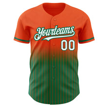 Load image into Gallery viewer, Custom Orange Pinstripe White-Kelly Green Authentic Fade Fashion Baseball Jersey
