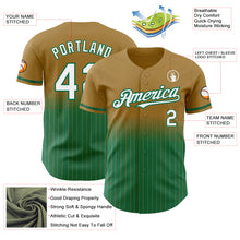 Load image into Gallery viewer, Custom Old Gold Pinstripe White-Kelly Green Authentic Fade Fashion Baseball Jersey
