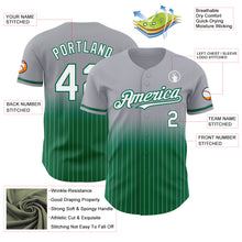 Load image into Gallery viewer, Custom Gray Pinstripe White-Kelly Green Authentic Fade Fashion Baseball Jersey
