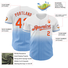 Load image into Gallery viewer, Custom White Pinstripe Orange-Light Blue Authentic Fade Fashion Baseball Jersey
