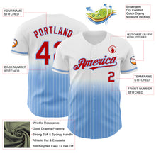 Load image into Gallery viewer, Custom White Pinstripe Red-Light Blue Authentic Fade Fashion Baseball Jersey
