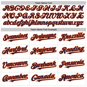 Custom White Pinstripe Navy-Orange Authentic Fade Fashion Baseball Jersey