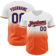 Load image into Gallery viewer, Custom White Pinstripe Royal-Orange Authentic Fade Fashion Baseball Jersey
