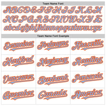 Load image into Gallery viewer, Custom White Pinstripe Light Blue-Orange Authentic Fade Fashion Baseball Jersey
