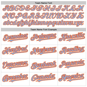 Custom White Pinstripe Light Blue-Orange Authentic Fade Fashion Baseball Jersey