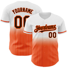 Load image into Gallery viewer, Custom White Pinstripe Brown-Orange Authentic Fade Fashion Baseball Jersey
