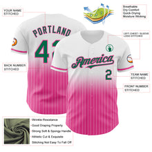 Load image into Gallery viewer, Custom White Pinstripe Kelly Green-Pink Authentic Fade Fashion Baseball Jersey
