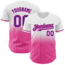 Load image into Gallery viewer, Custom White Pinstripe Purple-Pink Authentic Fade Fashion Baseball Jersey
