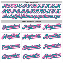 Load image into Gallery viewer, Custom White Pinstripe Teal-Pink Authentic Fade Fashion Baseball Jersey
