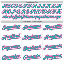 Load image into Gallery viewer, Custom White Pinstripe Aqua-Pink Authentic Fade Fashion Baseball Jersey
