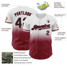 Load image into Gallery viewer, Custom White Pinstripe Black-Crimson Authentic Fade Fashion Baseball Jersey
