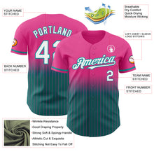 Load image into Gallery viewer, Custom Pink Pinstripe White-Teal Authentic Fade Fashion Baseball Jersey
