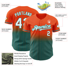 Load image into Gallery viewer, Custom Orange Pinstripe White-Teal Authentic Fade Fashion Baseball Jersey
