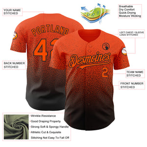 Custom Orange Black Authentic Fade Fashion Baseball Jersey