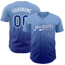 Load image into Gallery viewer, Custom Light Blue Royal-White Authentic Fade Fashion Baseball Jersey
