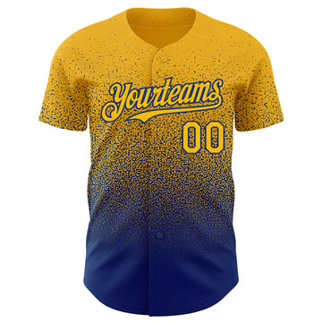 Custom Gold Royal Authentic Fade Fashion Baseball Jersey