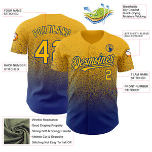 Custom Gold Royal Authentic Fade Fashion Baseball Jersey