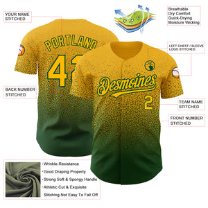 Custom Gold Green Authentic Fade Fashion Baseball Jersey