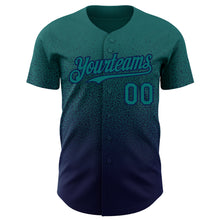 Load image into Gallery viewer, Custom Teal Navy Authentic Fade Fashion Baseball Jersey
