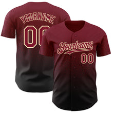 Load image into Gallery viewer, Custom Crimson Black-Cream Authentic Fade Fashion Baseball Jersey
