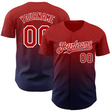 Load image into Gallery viewer, Custom Red Navy-White Authentic Fade Fashion Baseball Jersey
