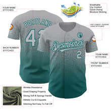 Load image into Gallery viewer, Custom Gray Teal Authentic Fade Fashion Baseball Jersey
