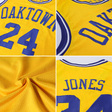 Load image into Gallery viewer, Custom Gold Purple-White Authentic Throwback Basketball Jersey
