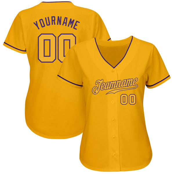 Custom Gold Black Pinstripe Purple-Black Authentic Baseball Jersey Discount