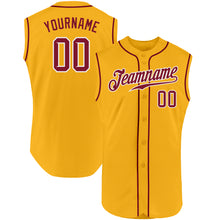 Load image into Gallery viewer, Custom Gold Crimson-White Authentic Sleeveless Baseball Jersey
