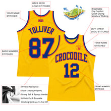 Load image into Gallery viewer, Custom Gold Royal-Orange Authentic Throwback Basketball Jersey
