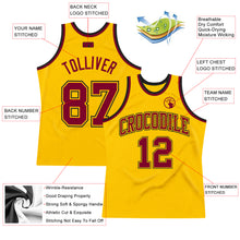 Load image into Gallery viewer, Custom Gold Maroon-Black Authentic Throwback Basketball Jersey
