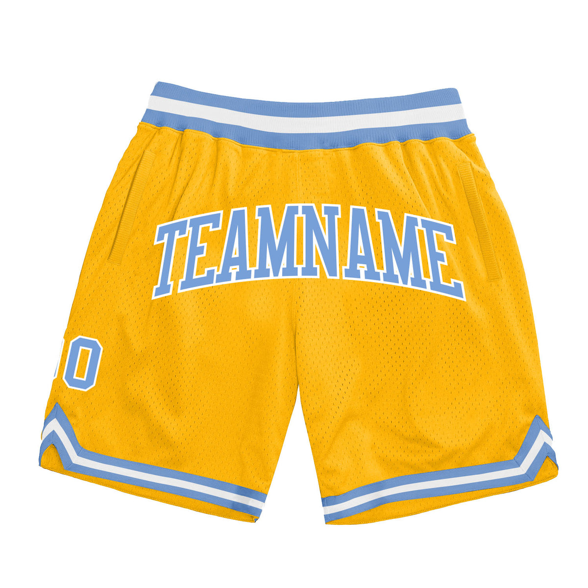 Custom Gold Light Blue-White Authentic Throwback Basketball Shorts Sale ...