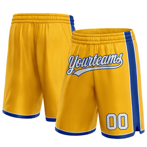 Custom Gold White-Royal Authentic Basketball Shorts