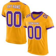 Load image into Gallery viewer, Custom Gold Purple-White Mesh Authentic Football Jersey
