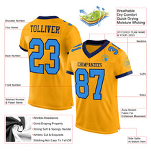 Load image into Gallery viewer, Custom Gold Powder Blue-Navy Mesh Authentic Football Jersey
