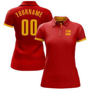 Custom Red Yellow Performance Golf Polo Shirt