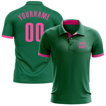 Load image into Gallery viewer, Custom Kelly Green Pink Performance Golf Polo Shirt
